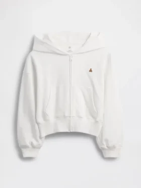 Kinderhoodie met rits, Vintagesoft-badstof en schuine pasvorm
