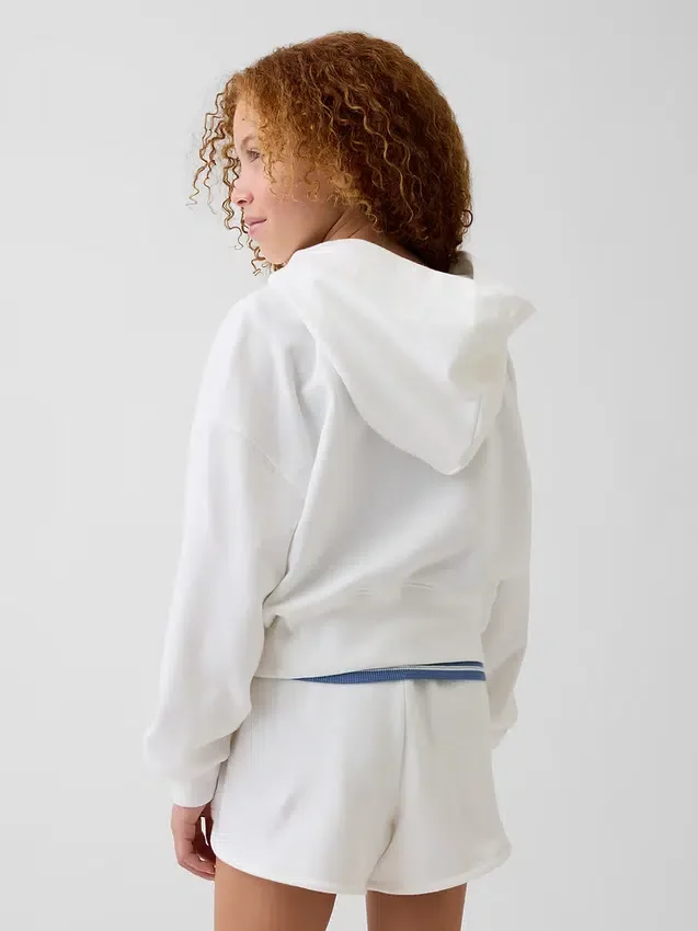 Kinderhoodie met rits, Vintagesoft-badstof en schuine pasvorm