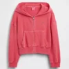 Kinderhoodie met rits, Vintagesoft-badstof en schuine pasvorm