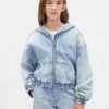 Kinderhoodie van gebreide denim met rits
