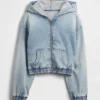 Kinderhoodie van gebreide denim met rits