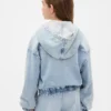Kinderhoodie van gebreide denim met rits
