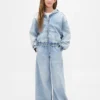Kinderhoodie van gebreide denim met rits