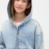 Kinderhoodie van gebreide denim met rits