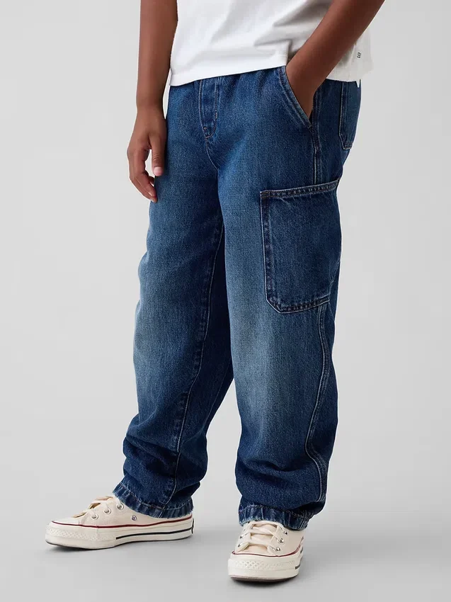 Kinderjeans met geborstelde stof in carpenter-stijl