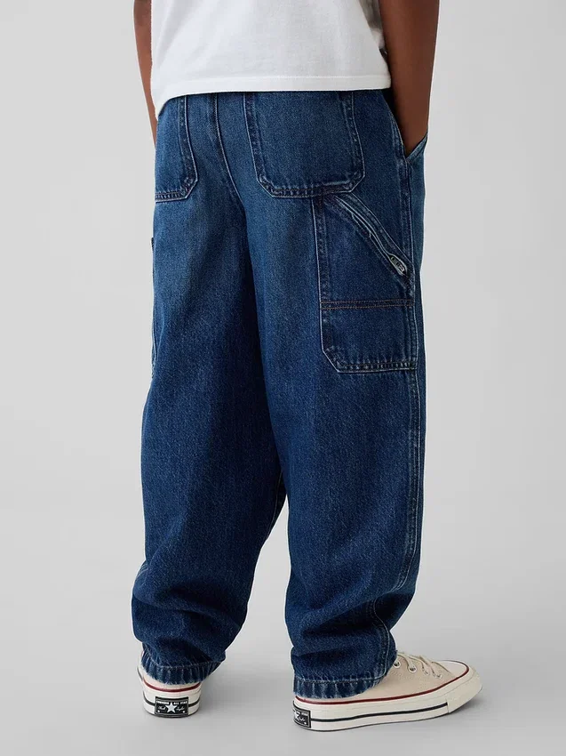 Kinderjeans met geborstelde stof in carpenter-stijl