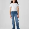Kinderjeans met hoge taille en gekruiste banden