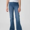 Kinderjeans met hoge taille en gekruiste banden