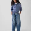 Kinderjeans met hoge taille en wijd been