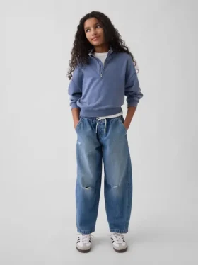 Kinderjeans met hoge taille en wijd been