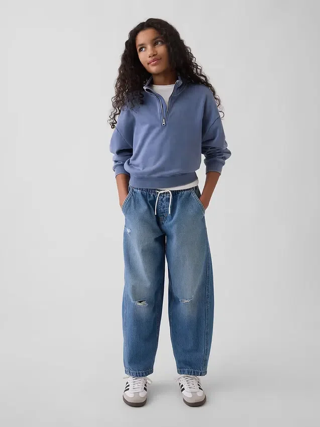 Kinderjeans met hoge taille en wijd been