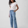 Kinderjeans met hoge taille en wijd been