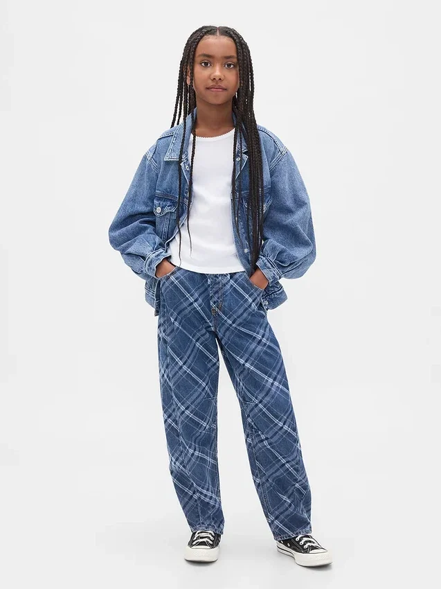 Kinderjeans met hoge taille en wijd been