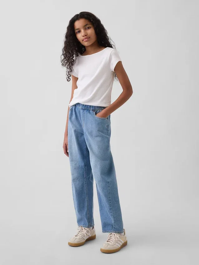 Kinderjeans met hoge taille en wijd been