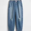 Kinderjeans met hoge taille en wijd been