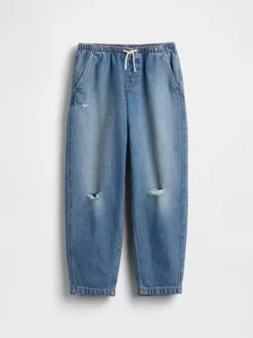 Kinderjeans met hoge taille en wijd been
