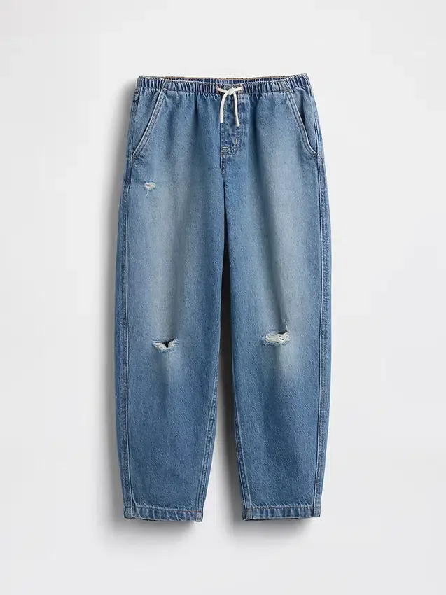 Kinderjeans met hoge taille en wijd been