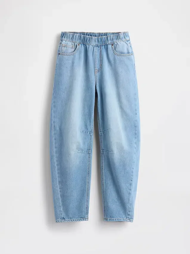 Kinderjeans met hoge taille en wijd been