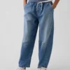 Kinderjeans met hoge taille en wijd been