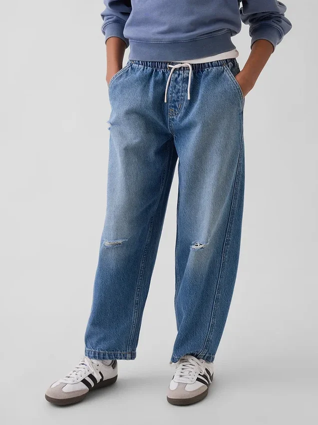 Kinderjeans met hoge taille en wijd been