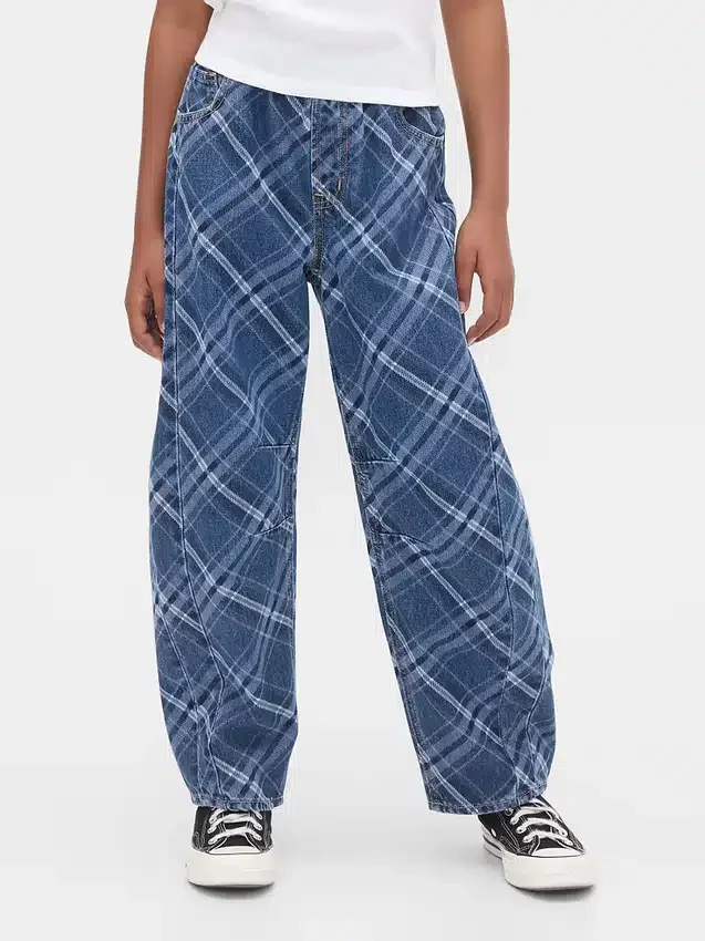 Kinderjeans met hoge taille en wijd been