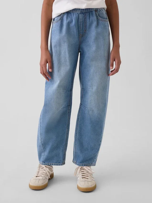 Kinderjeans met hoge taille en wijd been