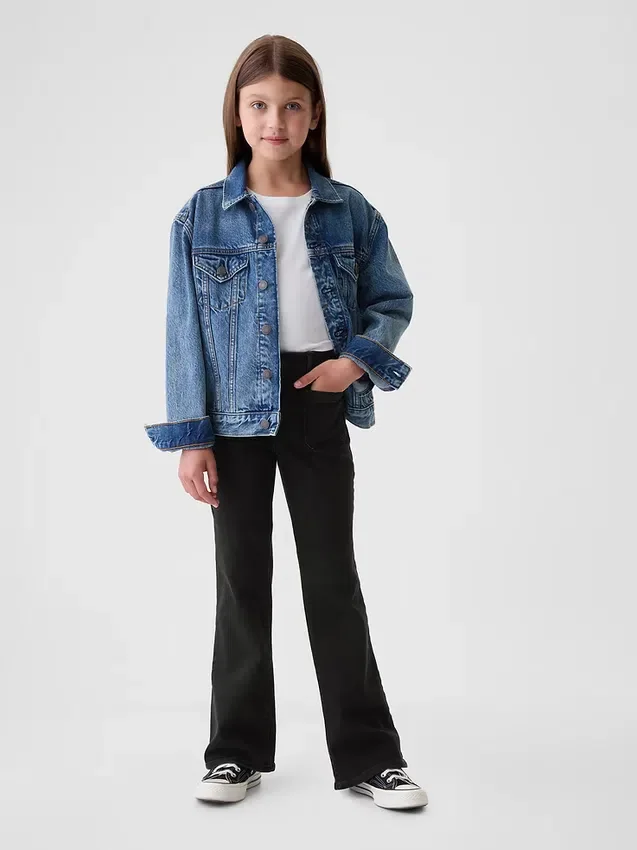 Kinderjeans met hoge taille en wijde pijpen in jaren '70-stijl