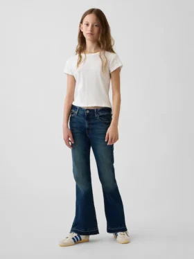 Kinderjeans met hoge taille en wijde pijpen in jaren '70-stijl