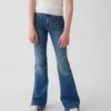 Kinderjeans met hoge taille en wijde pijpen in jaren '70-stijl