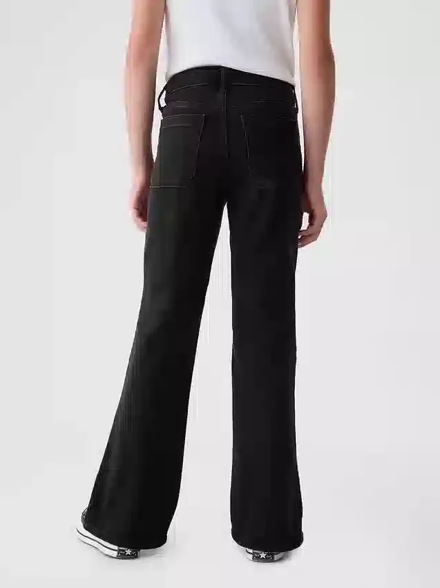 Kinderjeans met hoge taille en wijde pijpen in jaren '70-stijl
