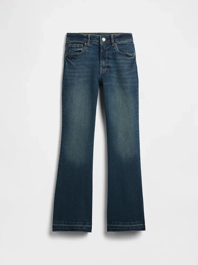 Kinderjeans met hoge taille en wijde pijpen in jaren '70-stijl