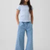 Kinderjeans met hoge taille, ruime pijpen en enkellengte