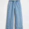 Kinderjeans met hoge taille, ruime pijpen en enkellengte