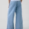 Kinderjeans met hoge taille, ruime pijpen en enkellengte