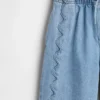 Kinderjeans met hoge taille, ruime pijpen en enkellengte