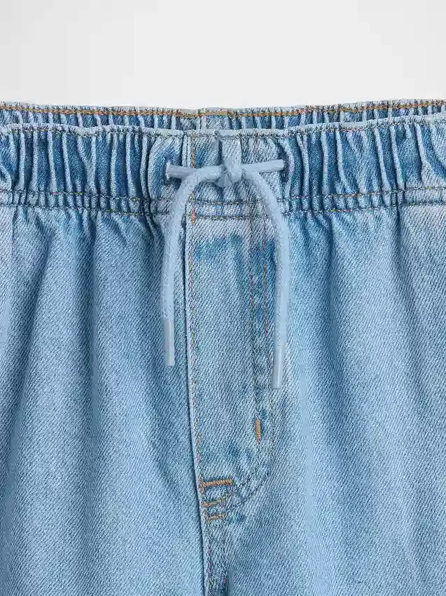 Kinderjeans met hoge taille, ruime pijpen en enkellengte