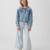Kinderjeans met hoge taille, wijde pijpen en enkellengte