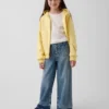Kinderjeans met hoge taille, wijde pijpen en enkellengte