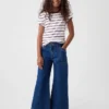 Kinderjeans met hoge taille, wijde pijpen en enkellengte