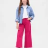 Kinderjeans met hoge taille, wijde pijpen en enkellengte