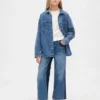 Kinderjeans met hoge taille, wijde pijpen en enkellengte