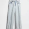 Kinderjeans met hoge taille, wijde pijpen en enkellengte
