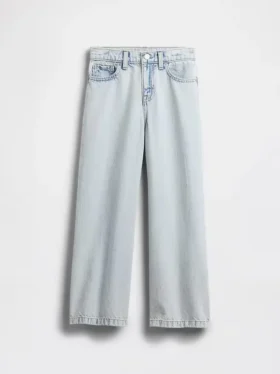 Kinderjeans met hoge taille, wijde pijpen en enkellengte