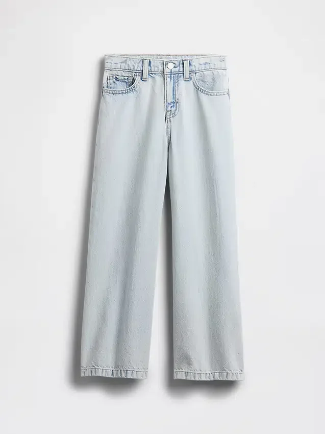 Kinderjeans met hoge taille, wijde pijpen en enkellengte
