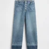 Kinderjeans met hoge taille, wijde pijpen en enkellengte