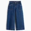 Kinderjeans met hoge taille, wijde pijpen en enkellengte