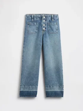 Kinderjeans met hoge taille, wijde pijpen en enkellengte