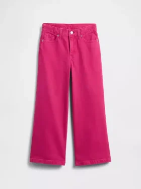 Kinderjeans met hoge taille, wijde pijpen en enkellengte