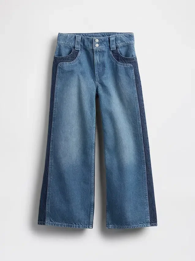 Kinderjeans met hoge taille, wijde pijpen en enkellengte