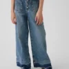 Kinderjeans met hoge taille, wijde pijpen en enkellengte